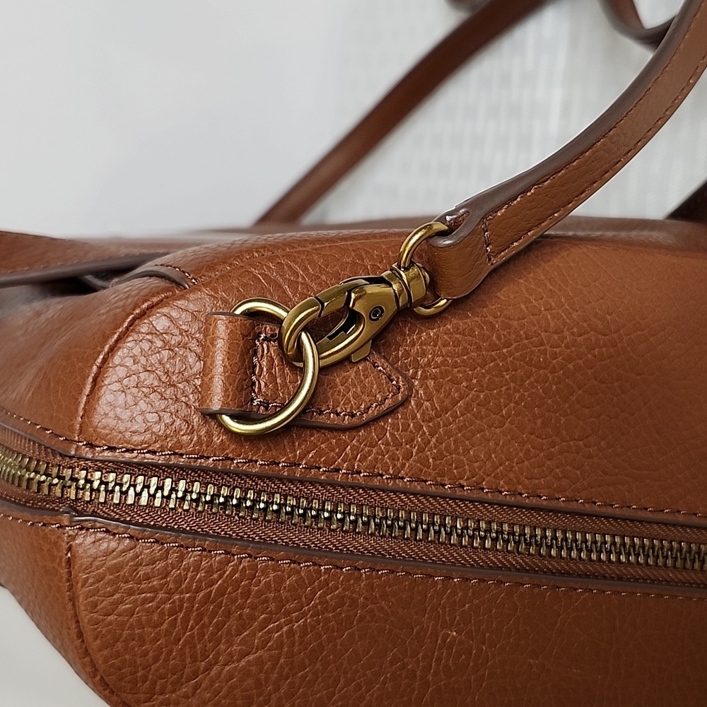 NWT Fossil Brown Leather Satchel NEW - Picture 7 of 16